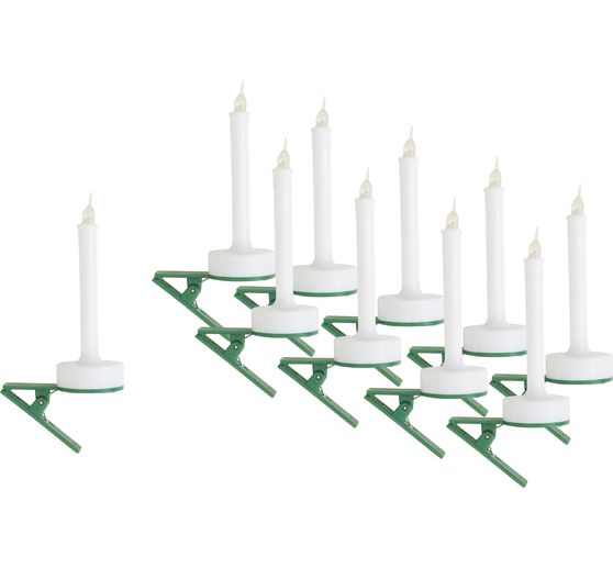 VBS LED Christmas tree candle with clip, 10 pieces