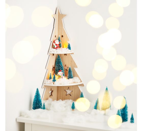 VBS Albero di Natale in miniatura, set da 16, ricoperto di neve