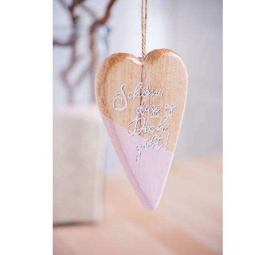 VBS Wooden decoration pendant "Heart", 2 pieces