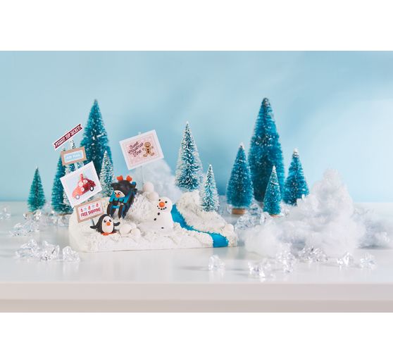 VBS Albero di Natale in miniatura, set da 16, ricoperto di neve