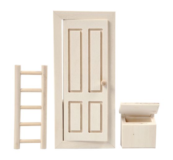 Porta delle fate e mobili delle fate, 3 pezzi.