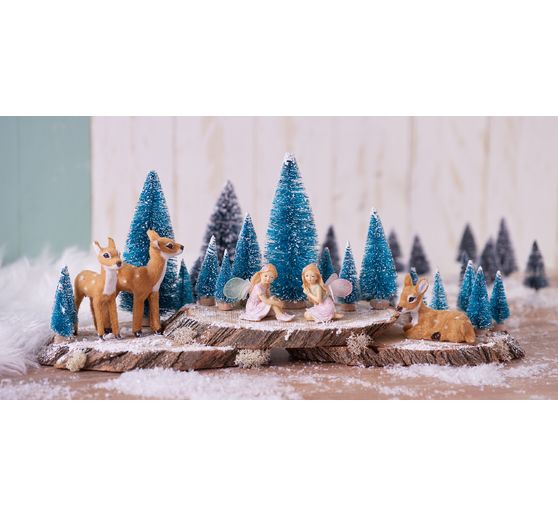 VBS Albero di Natale in miniatura, set da 16, ricoperto di neve