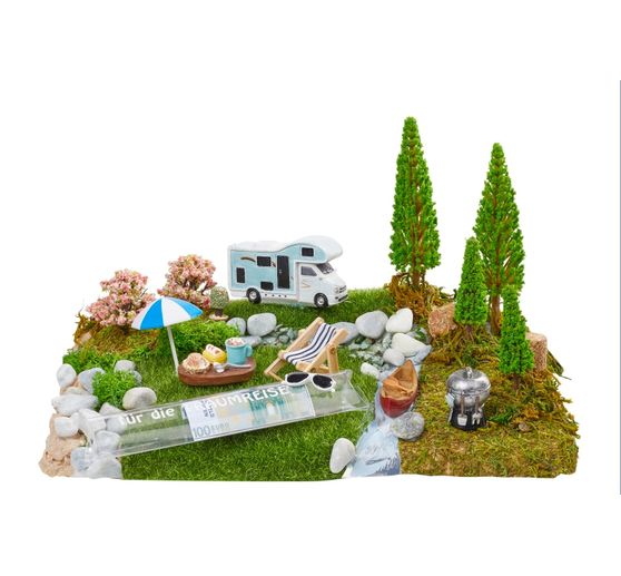 Decorative wooden deck chair, blue/white