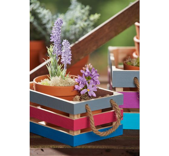 VBS Scatole di legno con doghe, set di 2