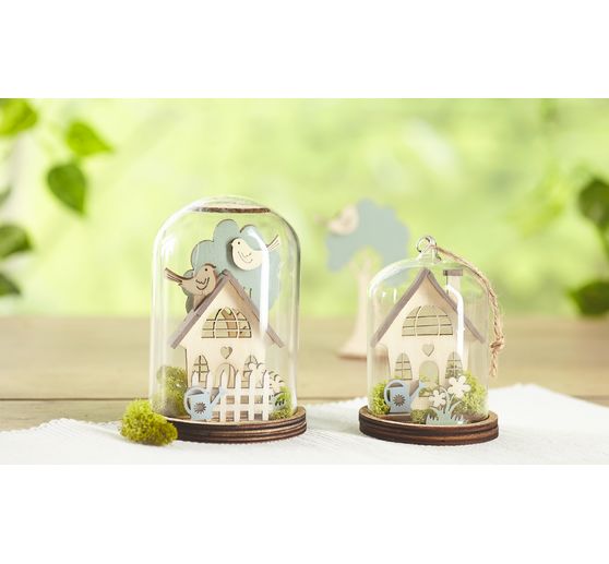 VBS Decorative glass bell jar with base,