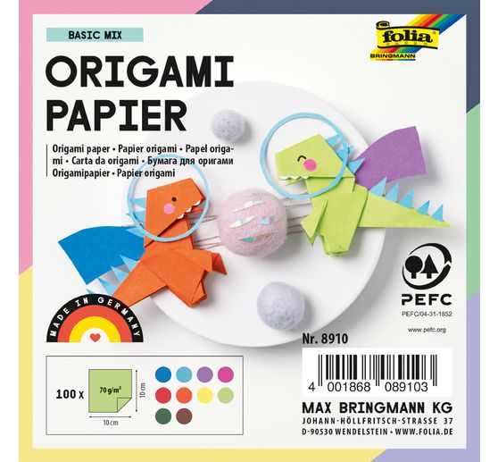 Folding paper, 10 x 10 cm