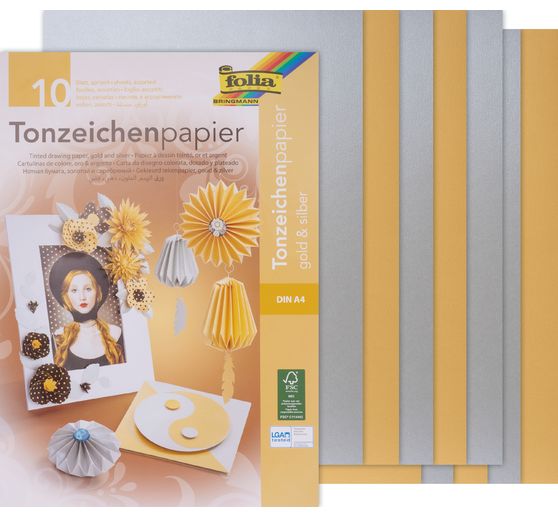 Blocco di carta colorata opaca oro/argento, DIN A4