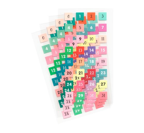 Adesivi "Numeri 0-31", 4 fogli