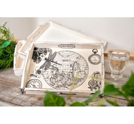 Vassoio in legno VBS, set di 3 pezzi