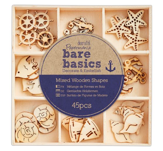 Wood scatter decoration "Maritime", 45 pieces