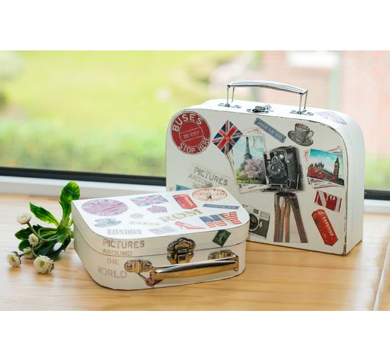 VBS Suitcase, set of 2, made of cream-coloured cardboard