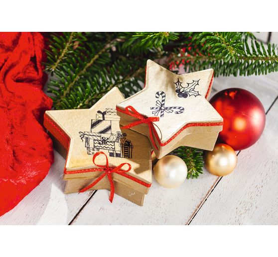 Scatole di stelle, set di 2, cartapesta