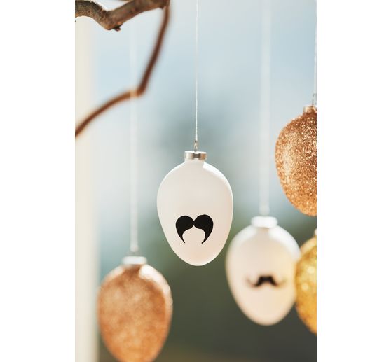 Eggs-Decoration pendant, 12 pieces, Terracotta, white, H 6 cm