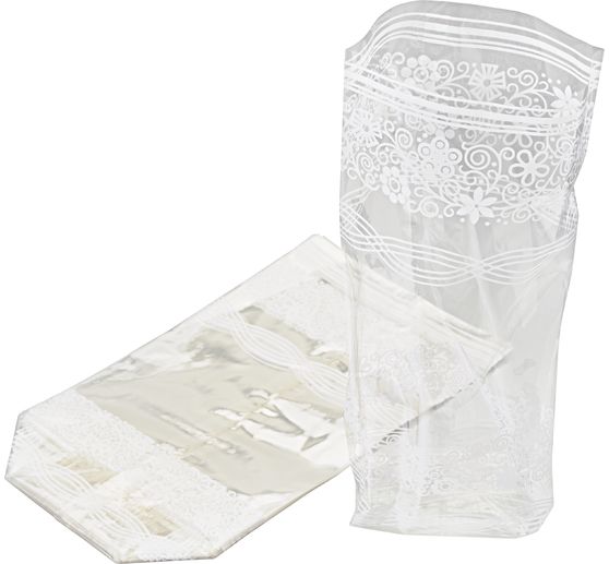 Cellophane bags with white lace print, 10 pieces
