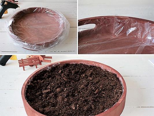 Miniatur-Garten selber gestalten: Tablett bef&uuml;llen