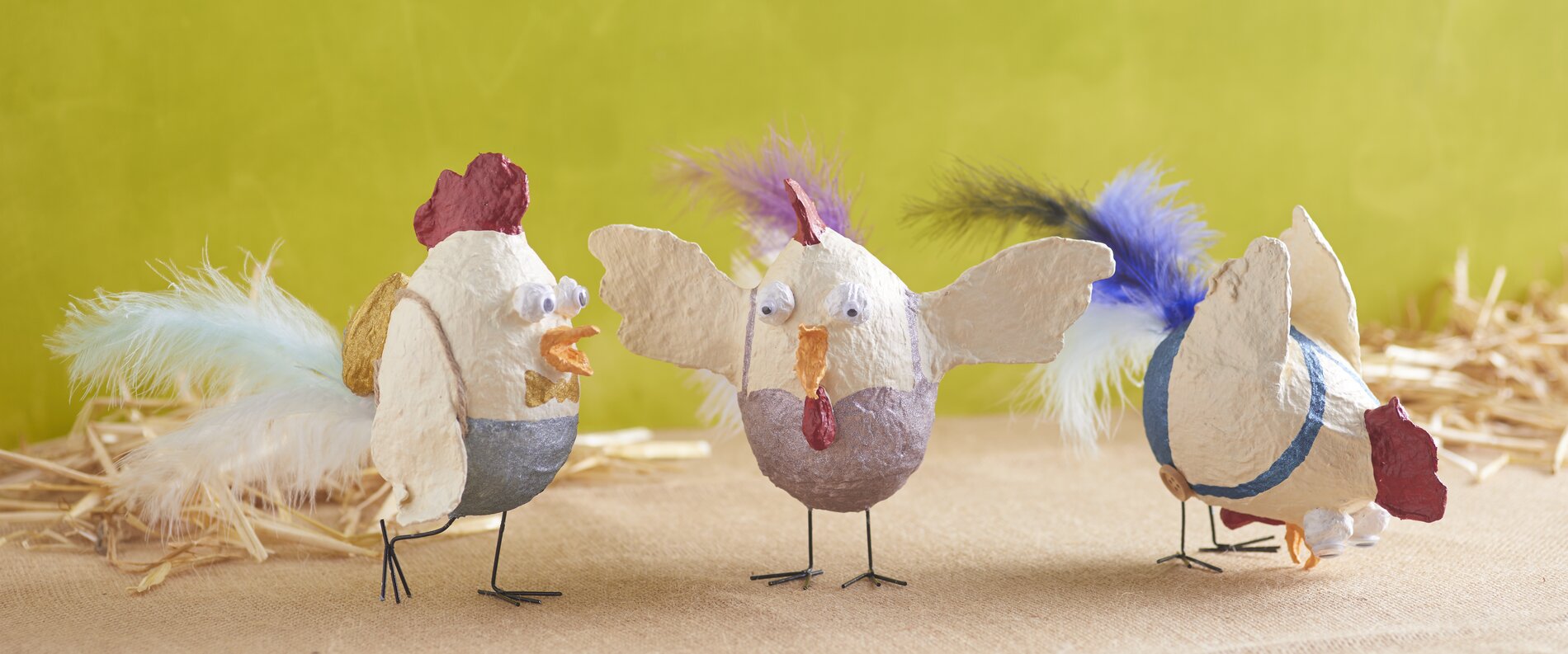 pappmaché hühner